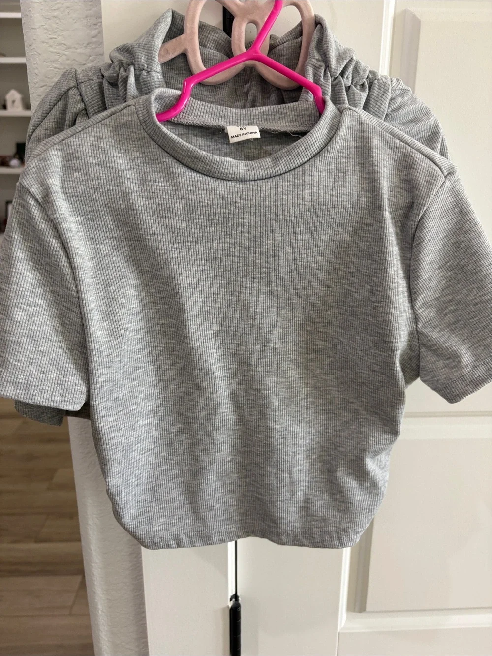SHEIN Girls' Sz8 Gray Short Sleeve Tee/Skirt Set
